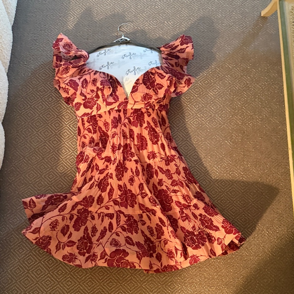 Zimmermann Pink and Red Floral Mini Dress